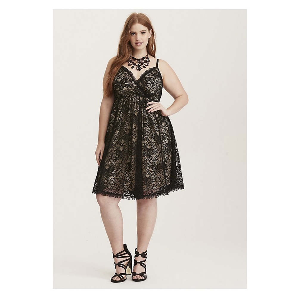 Torrid Black Lace Surplice Skater Dress Sz.1